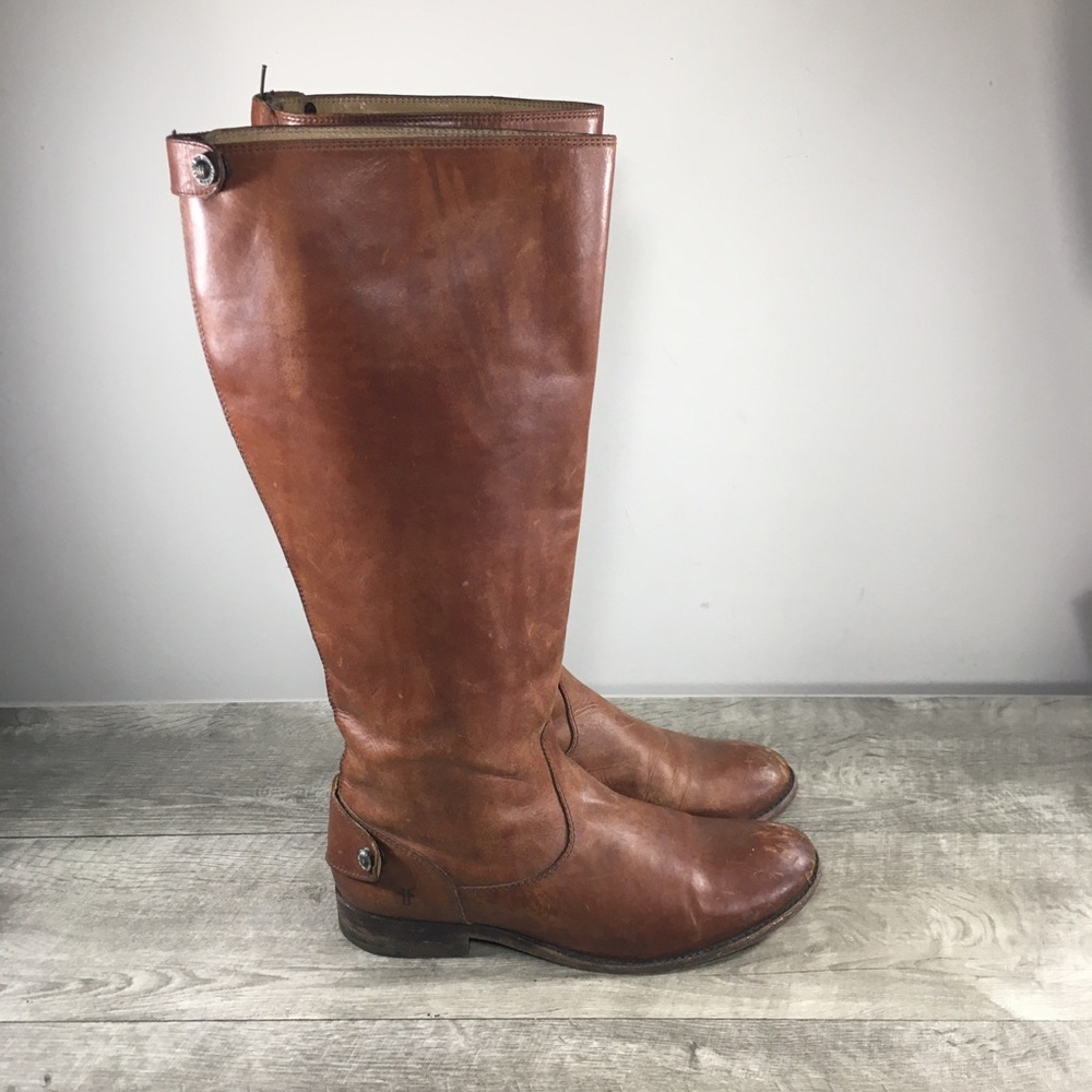 Frye #76430 Melissa Button Back Zip Leather Knee-High Riding Womens Boots Size 9